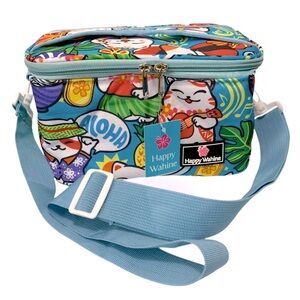 Happy Wahine Small Neko Teal Cooler Tote